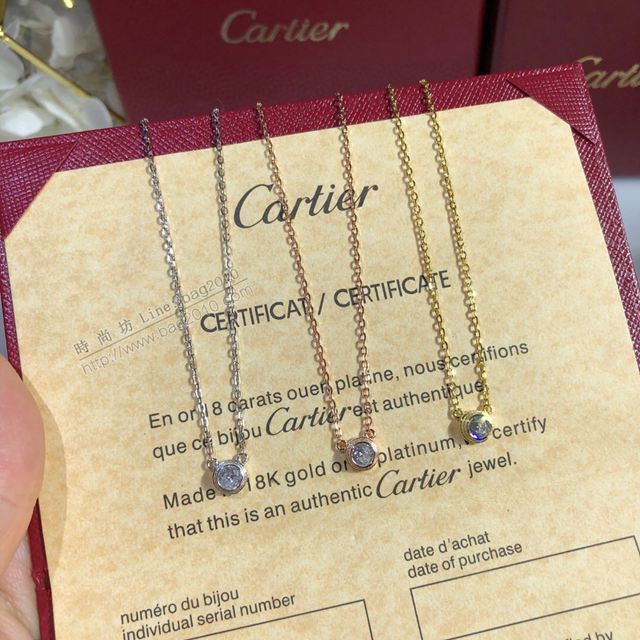 Cartier首飾 卡地亞925純銀 卡地亞小單鑽項鏈  zgk1355